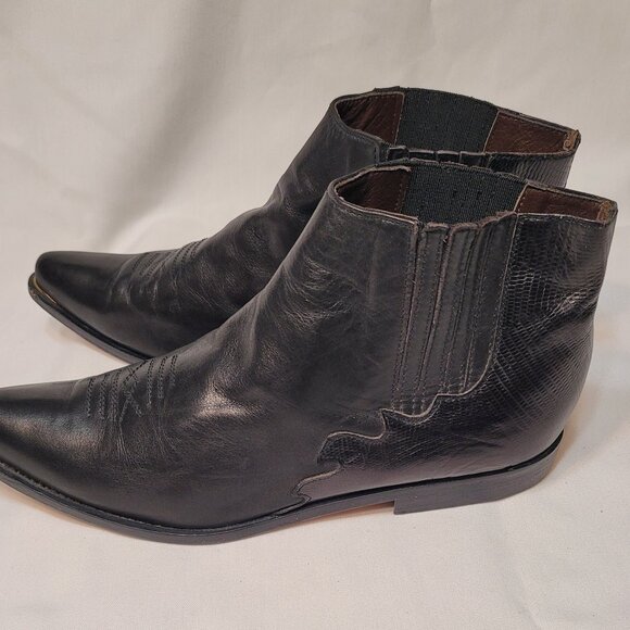 Vtg Guess by Georges Marciano Italy Black Leather Motorcycle Men Ankle Boots 8.5 main image 13